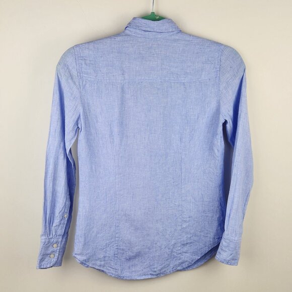 J. Crew Baird McNutt Irish Linen Perfect Button Up Shirt Blue 00P - Picture 2 of 10